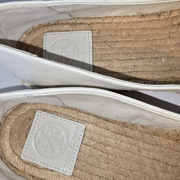Tory Burch Black White Colorblock Espadrilles Flat Leather Upper Size 10.5 SEE - Picture 4 of 12